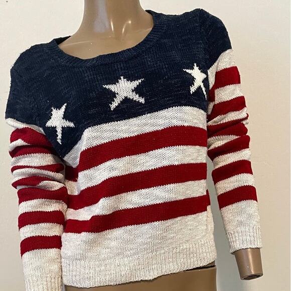 Rebellious One stars and stripes flag print sweater medium SP 7038 - Picture 9 of 10